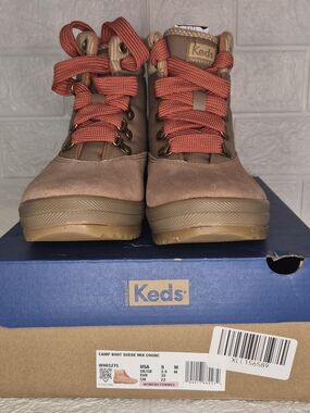 NWB Western Classic Keds Caramel Suede  Splash Twill Camp Boots Size 5 Gorpcore